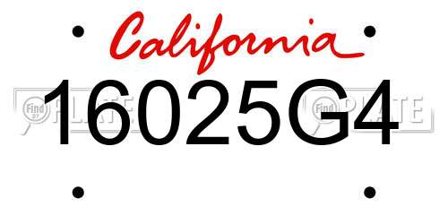 16025G4 California License Plate