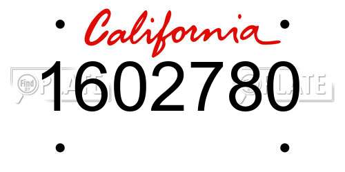 1602780 California License Plate