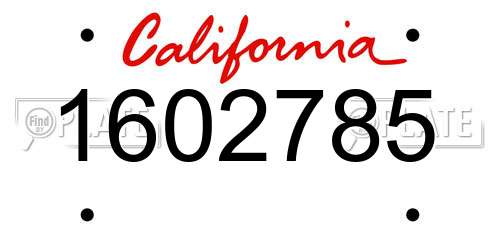 1602785 California License Plate
