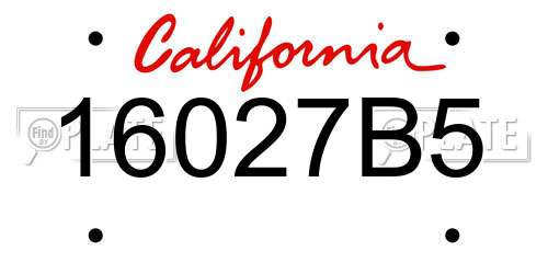 16027B5 California License Plate
