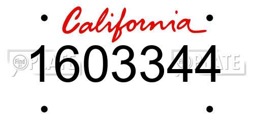 1603344 California License Plate
