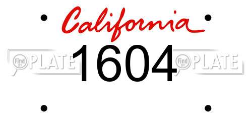 1604 California License Plate