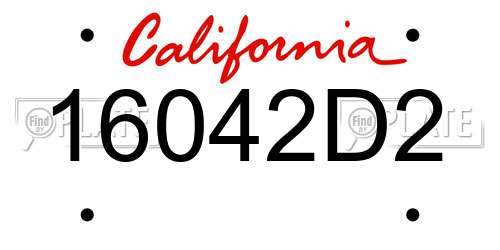 16042D2 California License Plate