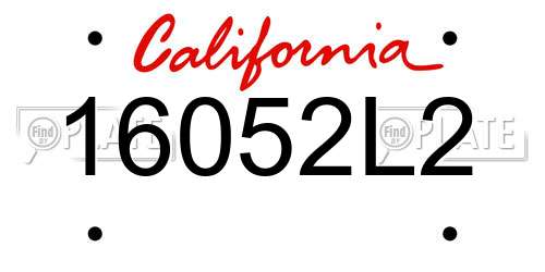 16052L2 California License Plate