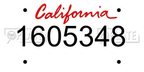 1605348 California License Plate