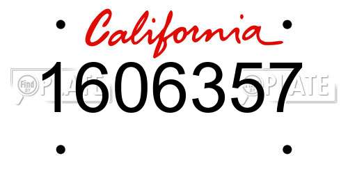 1606357 California License Plate