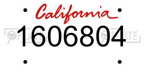 1606804 California License Plate