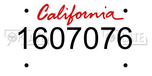 1607076 California License Plate