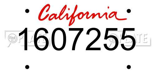 1607255 California License Plate