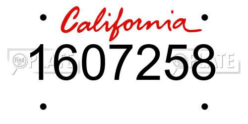 1607258 California License Plate
