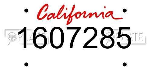 1607285 California License Plate