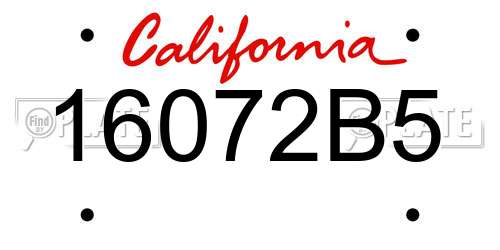 16072B5 California License Plate