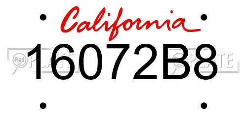 16072B8 California License Plate