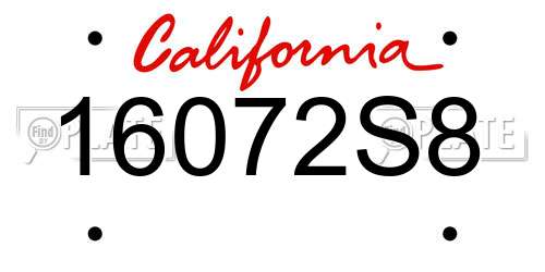 16072S8 California License Plate