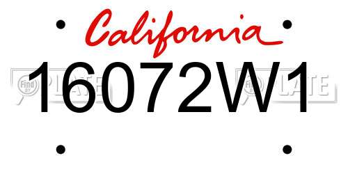 16072W1 California License Plate