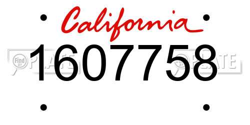1607758 California License Plate