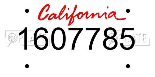 1607785 California License Plate