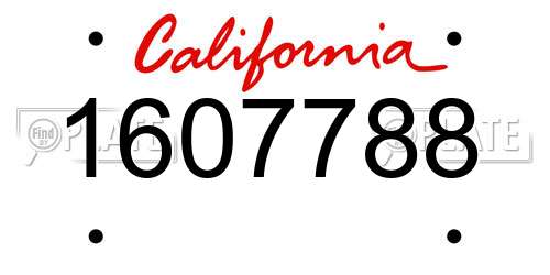 1607788 California License Plate
