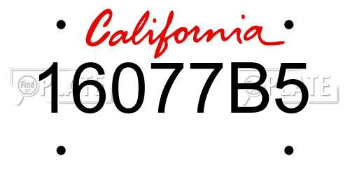 16077B5 California License Plate