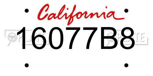 16077B8 California License Plate