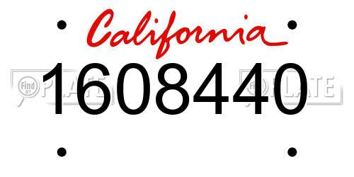 1608440 California License Plate
