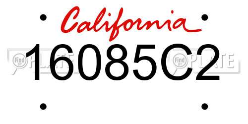 16085C2 California License Plate