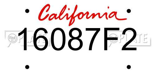 16087F2 California License Plate