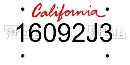 16092J3 California License Plate