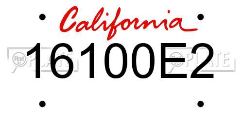 16100E2 California License Plate