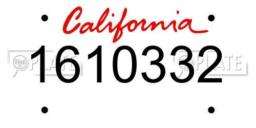 1610332 California License Plate