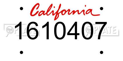 1610407 California License Plate