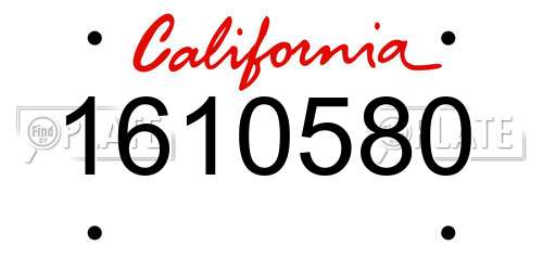 1610580 California License Plate