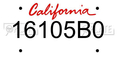 16105B0 California License Plate