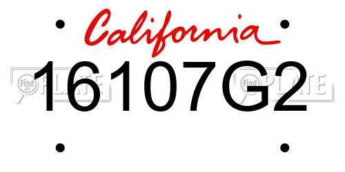 16107G2 California License Plate