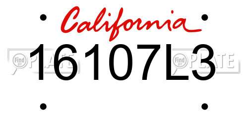 16107L3 California License Plate