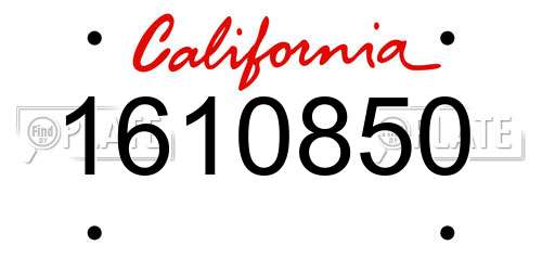 1610850 California License Plate