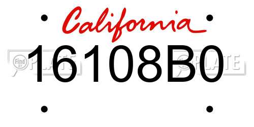 16108B0 California License Plate