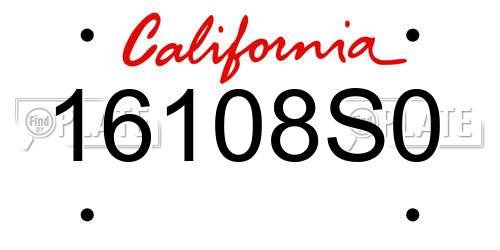 16108S0 California License Plate