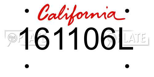 161106L California License Plate