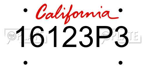 16123P3 California License Plate
