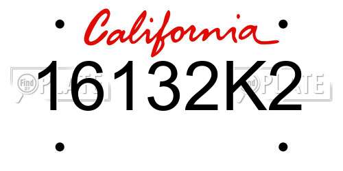 16132K2 California License Plate