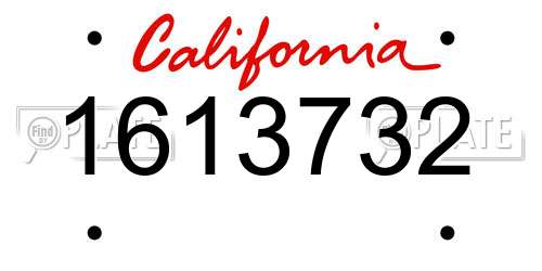 1613732 California License Plate