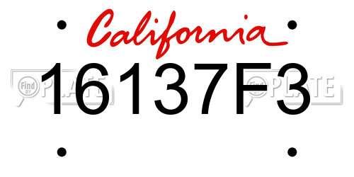 16137F3 California License Plate