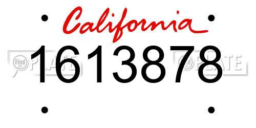 1613878 California License Plate