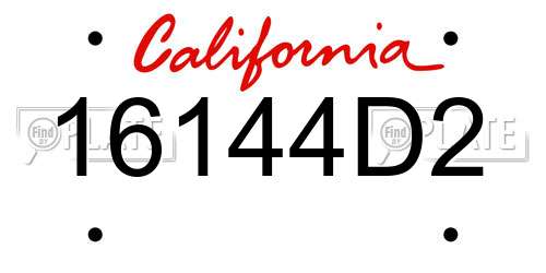 16144D2 California License Plate