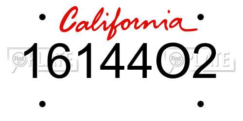 16144O2 California License Plate