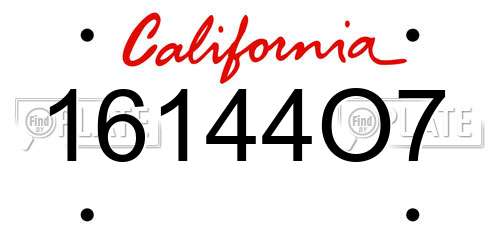 16144O7 California License Plate