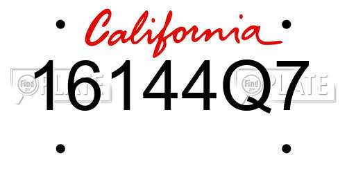 16144Q7 California License Plate
