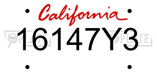 16147Y3 California License Plate
