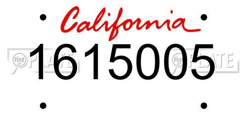 1615005 California License Plate